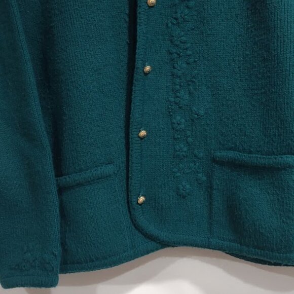 EMPRESS VINTAGE FOREST GREEN GOLD BUTTON FRONT CARDIGAN SWEATER 2 POCKETS XL - Picture 12 of 12
